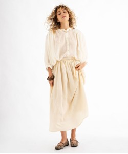 Jupe longue et ample en viscose froissée femme